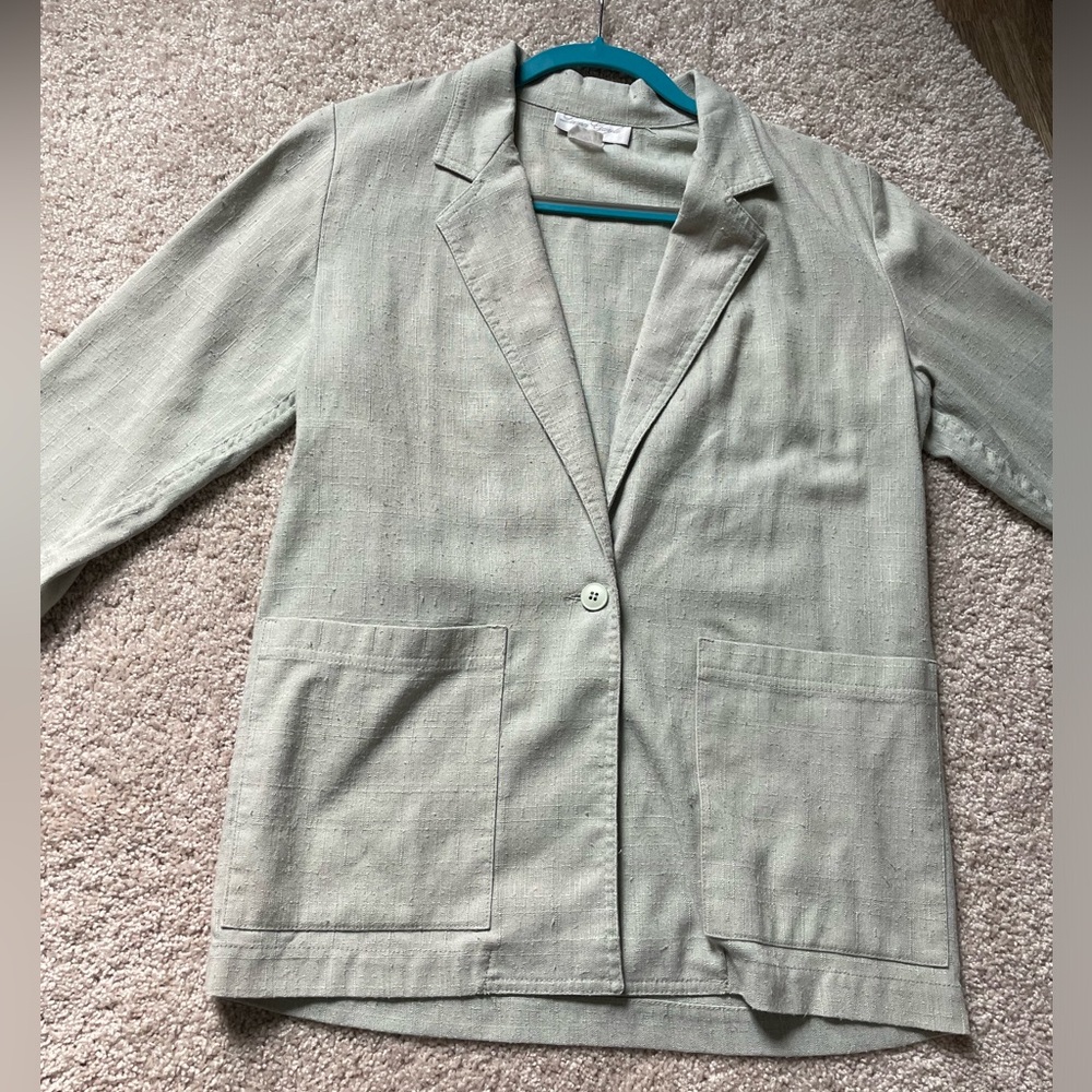 Vintage Women's Light Green Blazer- Petite Size S/M
